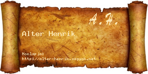 Alter Henrik névjegykártya